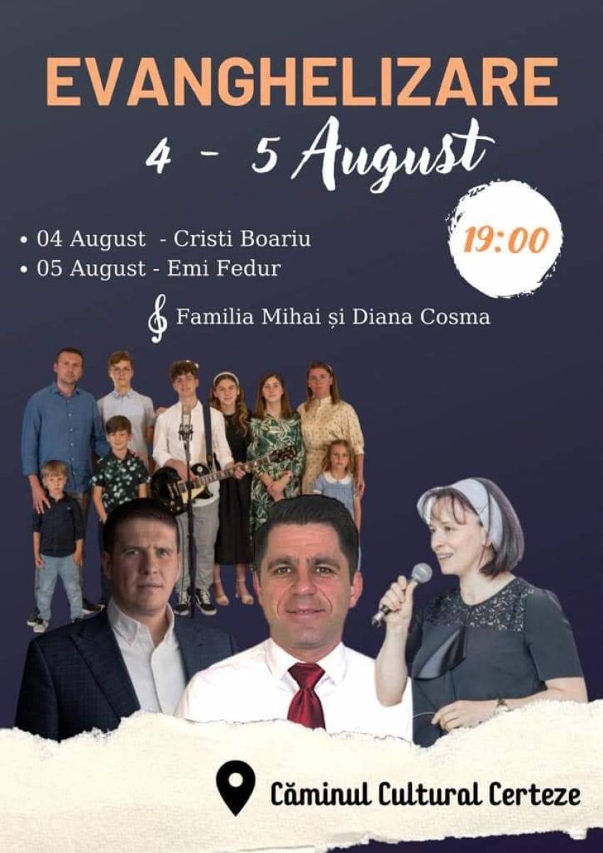 Evanghelizare cu Cristi Boariu și Emi Fedur la Căminul Cultural Certeze