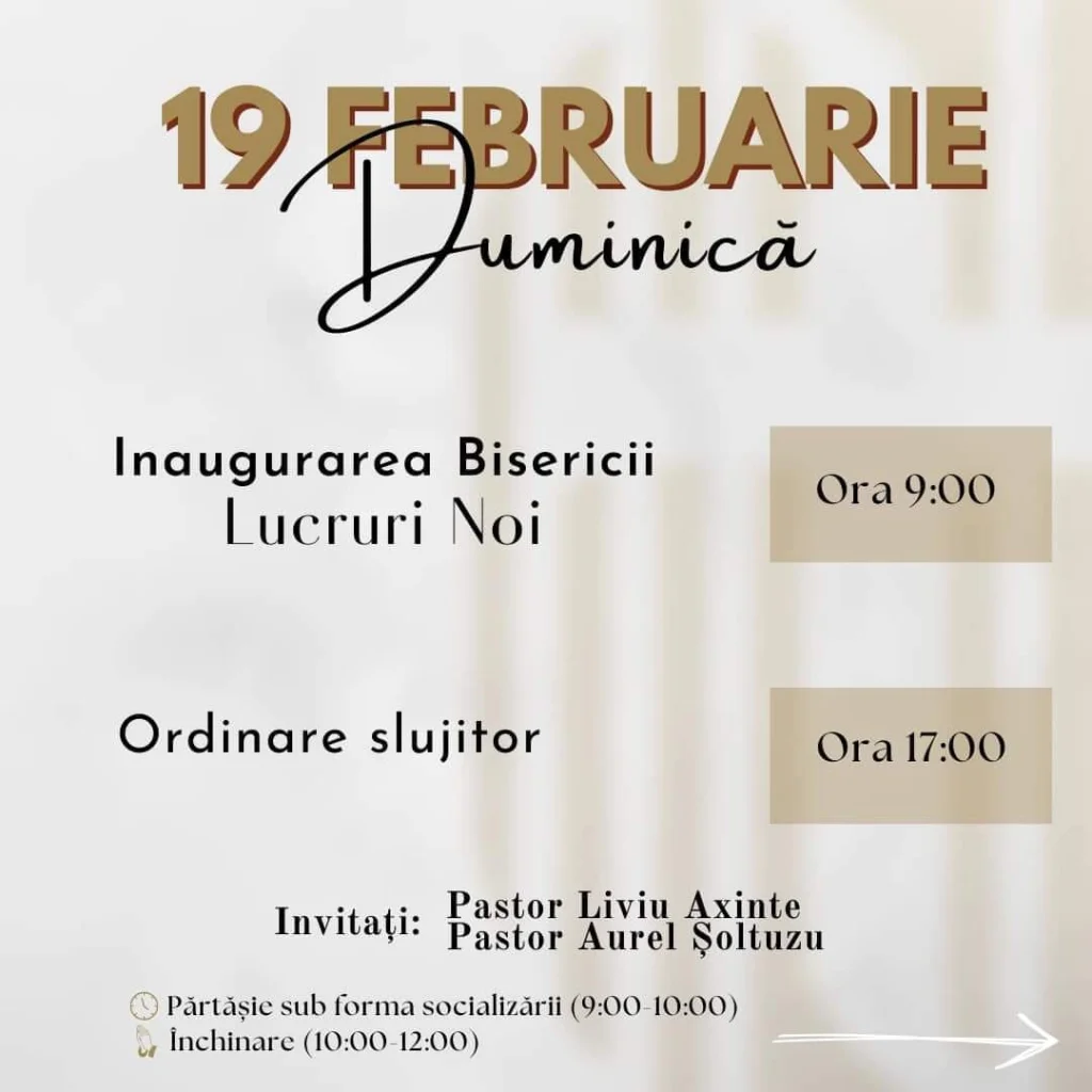 Inaugurarea Bisericii Lucruri Noi Botoșani
