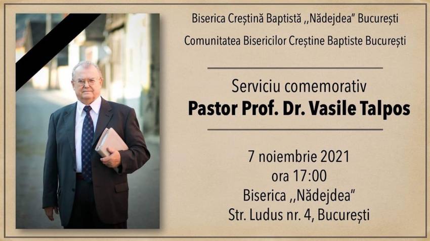 Serviciu comemorativ Vasile Talpoș la Biserica Nădejdea București