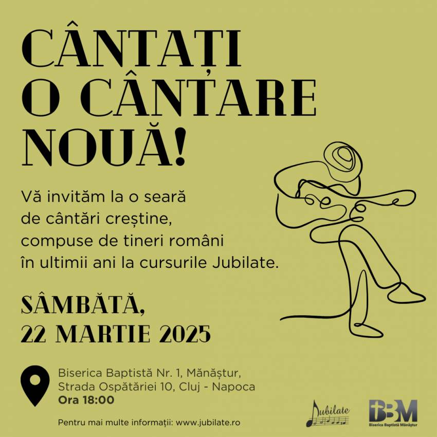 Seară de cântări Jubilate la Biserica Baptistă Nr. 1 Mănăștur Cluj-Napoca