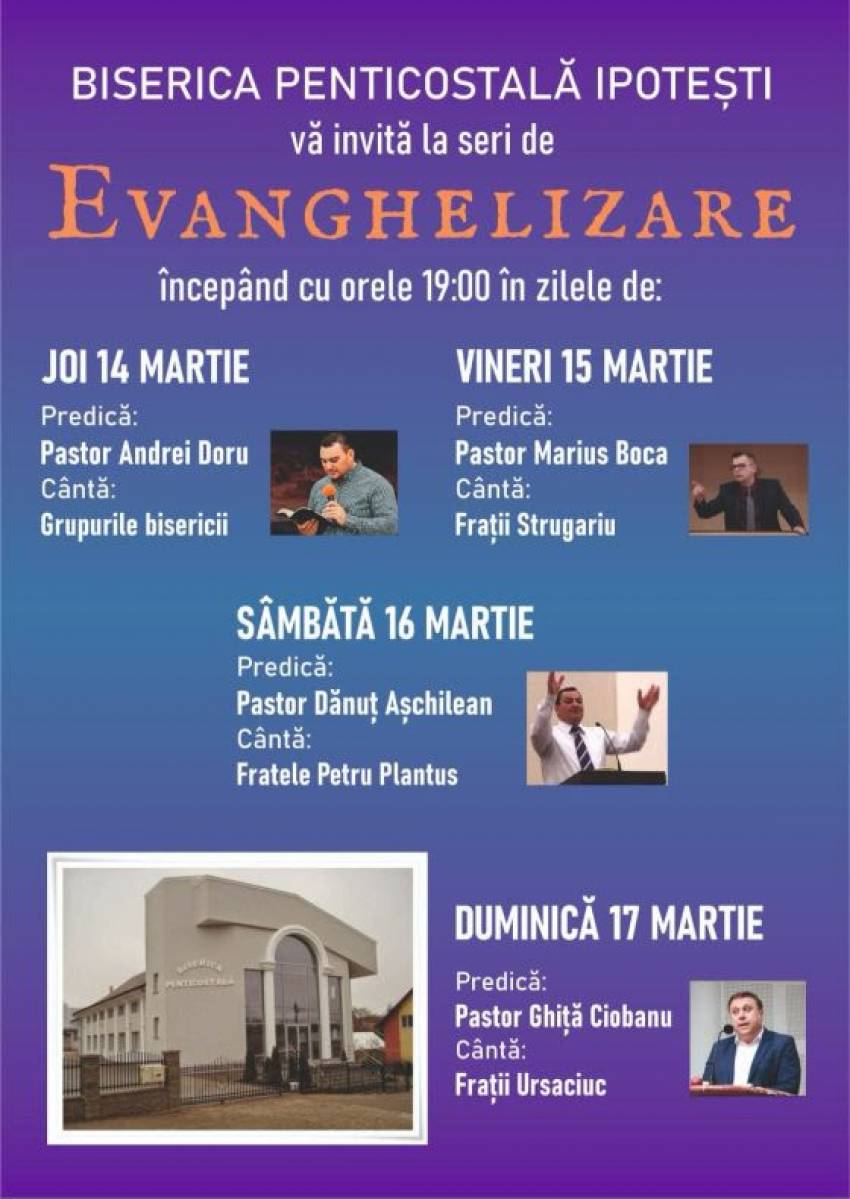 Seri de evanghelizare la Biserica Penticostală Ipotești