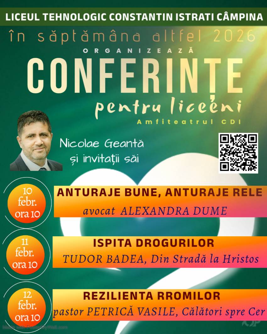 Conferințe pentru liceeni la LTCI Câmpina. Cu Nicolae Geantă și invitații săi