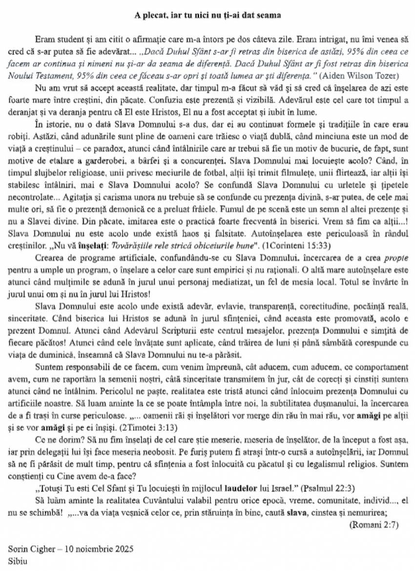 Sorin Cigher ◉ A plecat, iar tu nici nu ți-ai dat seama