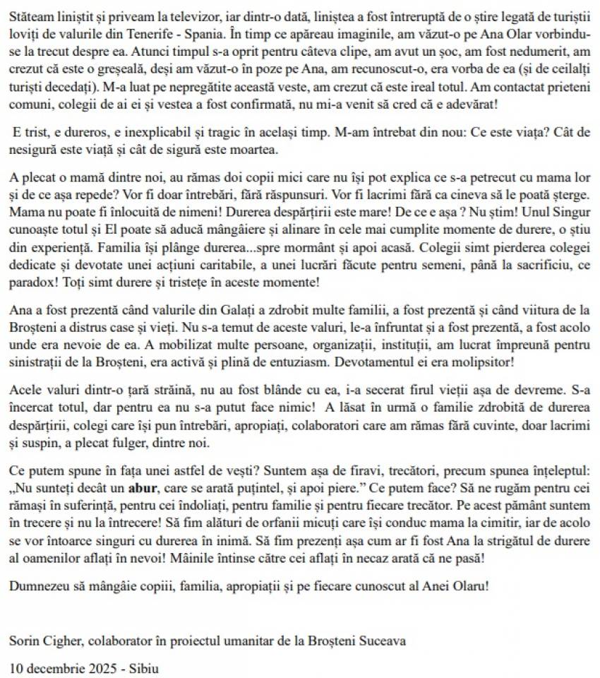 Sorin Cigher ◉ Valuri prea mari și ea n-a putut fi salvată