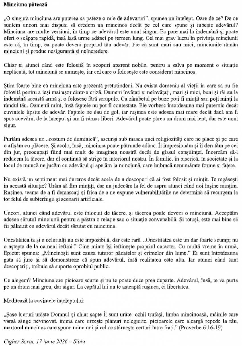 Sorin Cigher ◉ Minciuna pătează