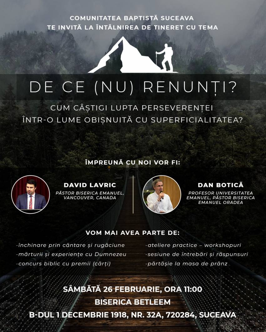 Întâlnire de tineret cu David Lavric și Dan Botică la Biserica Betleem Suceava