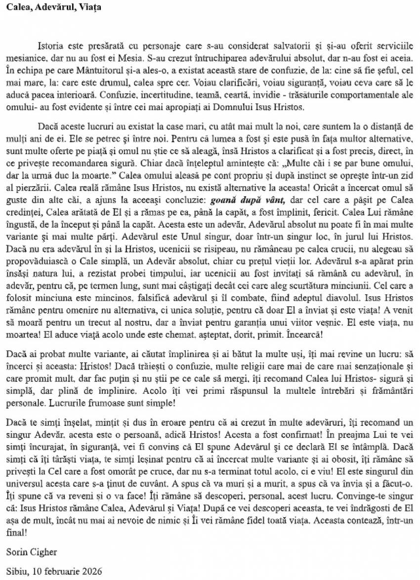 Sorin Cigher ◉ Calea, Adevărul, Viața