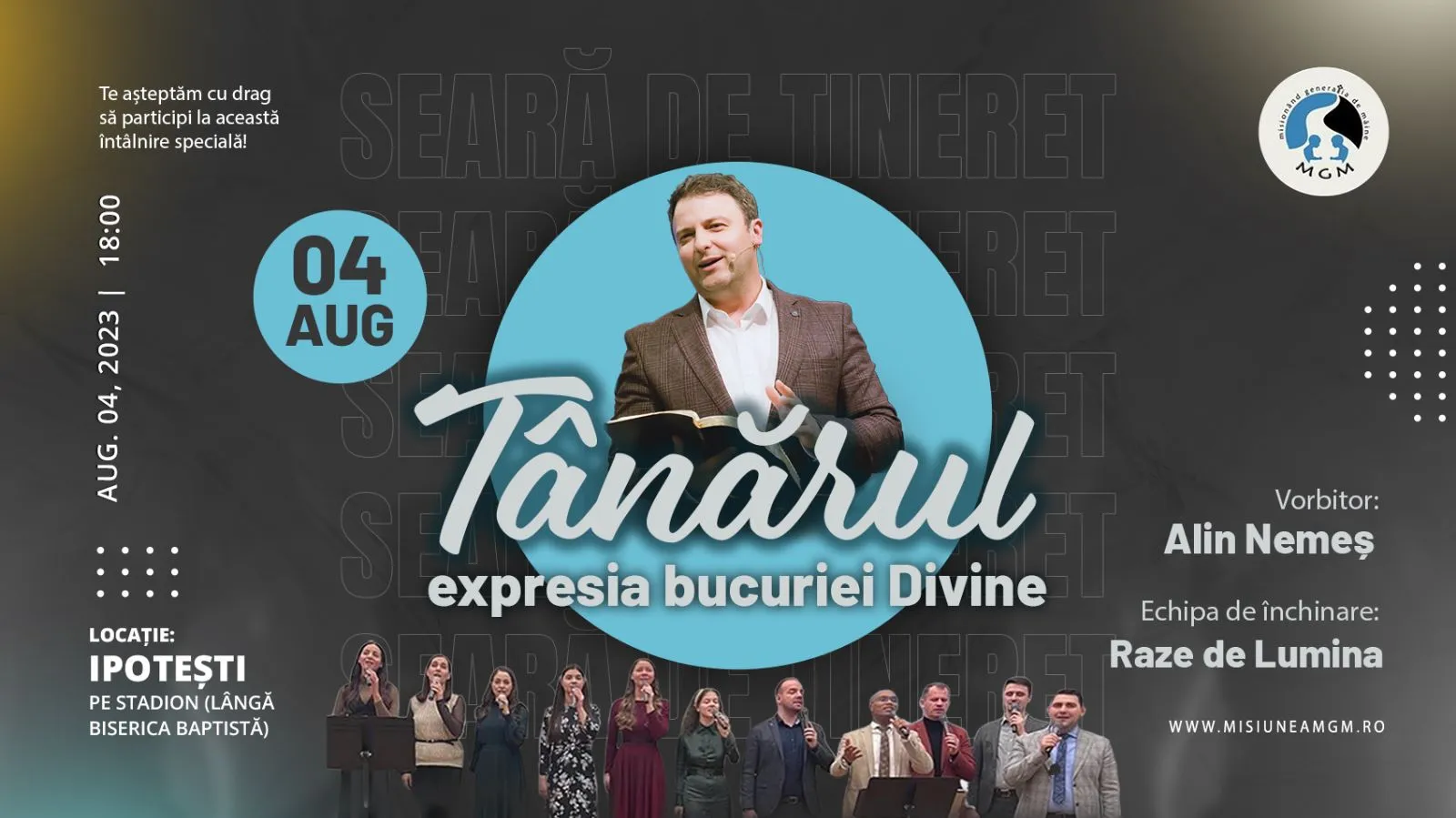 Seară de tineret cu Alin Nemeș la Ipotești