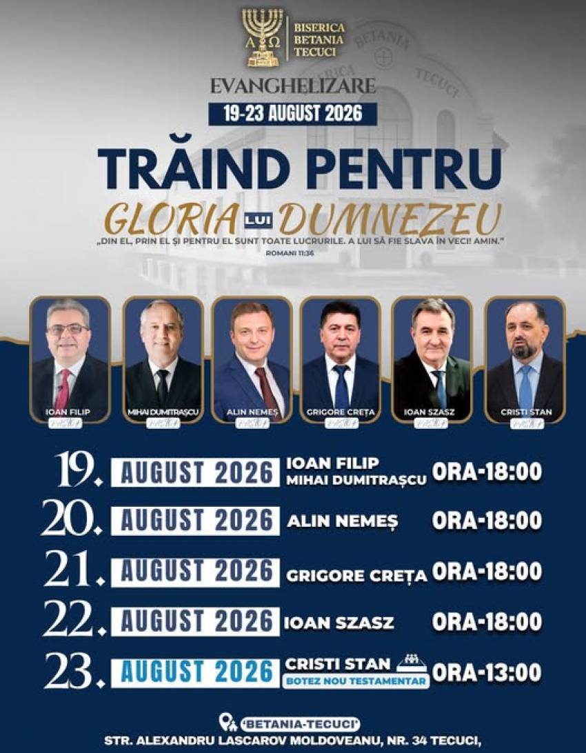 Seri de evanghelizare la Biserica Betania Tecuci