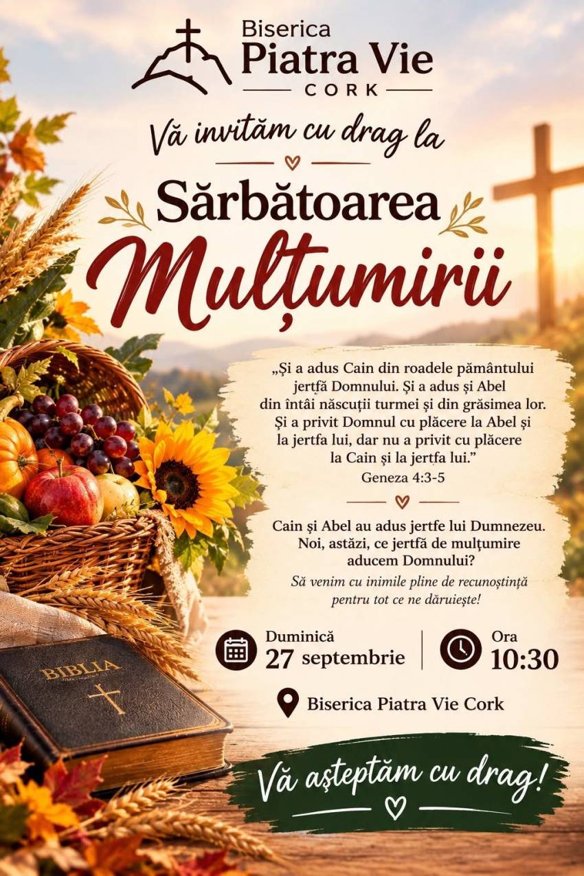 Sărbătoarea Mulțumirii la Biserica Piatra Vie Cork
