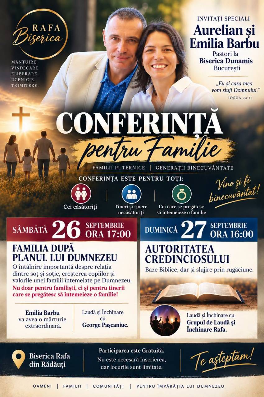 Conferință pentru familii la Biserica Rafa Rădăuți