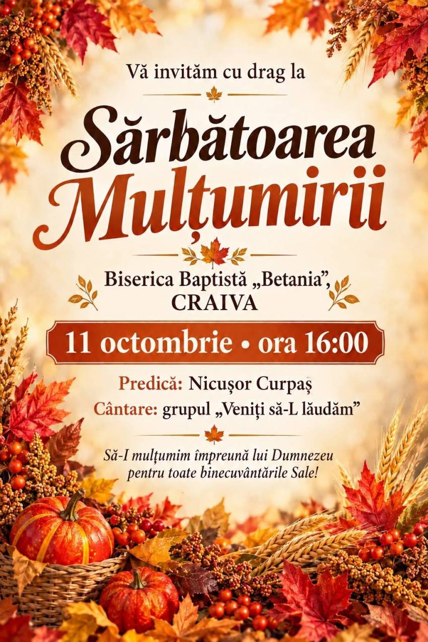 Sărbătoarea Mulțumirii la Biserica Betania Craiva