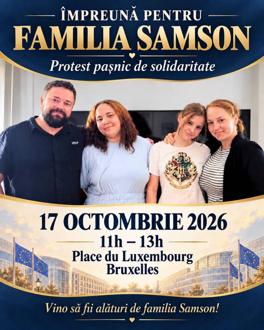 Protest pentru susținerea familiei Samson la Bruxelles